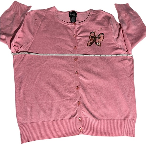 NY Collection Rose Pink Cardigan Sweater, size XL - Picture 13 of 13